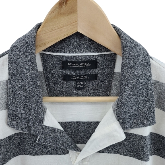 Banana Republic Luxury Touch Standard Fit Polo Shirt Gray Extra Large Men's - Picture 2 of 9